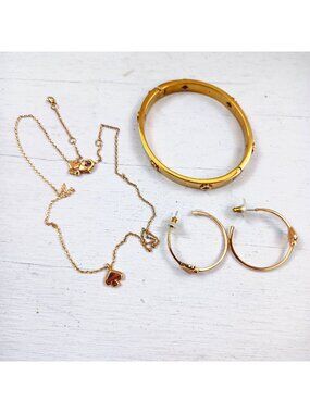 Kate Spade Gold-Tone Spade Jewelry Set: Bangle Necklace & Hoop Earrings